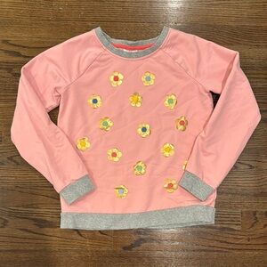 Hanna Andersson Kids Pink Floral French Terry Sweatshirt size:150